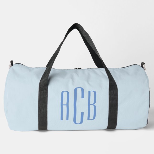 Sac De Sport Monogramme bleu simple à trois lettres (Recto)