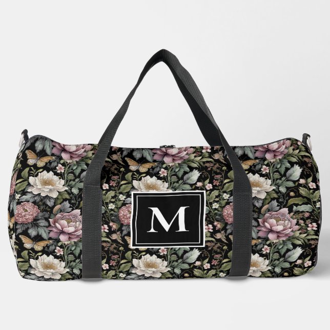 Sac De Sport Monogramme botanique floral noir (Recto)