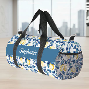 Sac De Sport Monogramme Citron Aquarelle Bleu Jaune