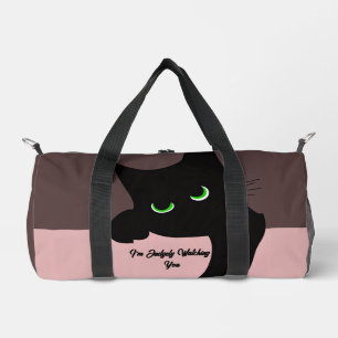 Sac De Sport Monogramme de chat noir à la mode qui regarde