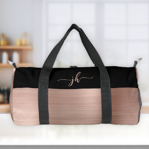Sac De Sport Monogramme écriture noire Métal brossé or rose