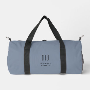 Sac De Sport Monogramme Élégant Bleu Poussiéreux