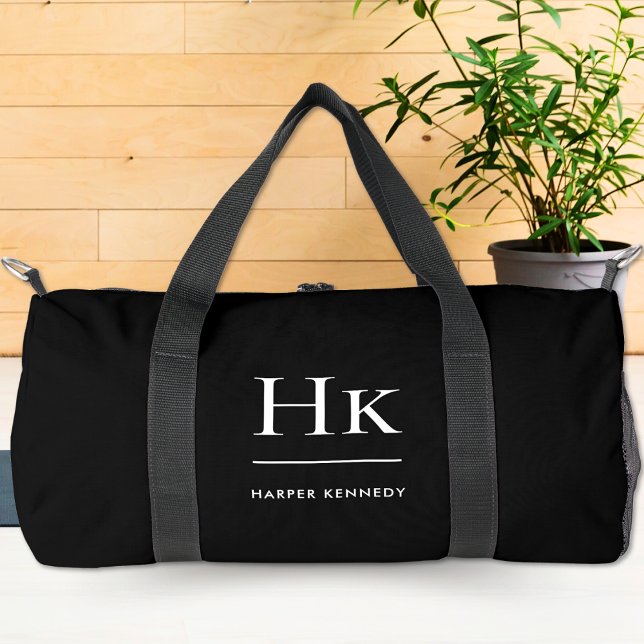 Sac De Sport Monogramme Elegant Classic Personnalisé Nom initia (Créateur téléchargé)