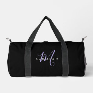 Sac De Sport Monogramme élégant moderne noir lavande écriture