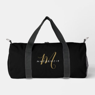Sac De Sport Monogramme élégant moderne noir or écriture