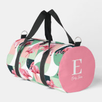 Monogramme Flamant rose rose moderne Nom géométriq