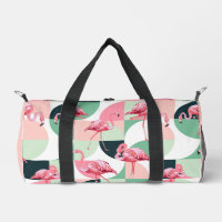 Monogramme Flamant rose rose moderne Nom géométriq