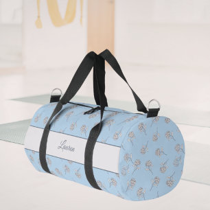 Sac De Sport Monogramme Fleur Botanique Intemporelle Bleu Clair