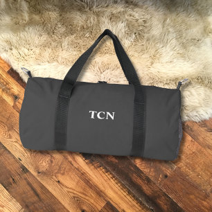 Sac De Sport Monogramme Initiales Nom Gris Gris Blanc