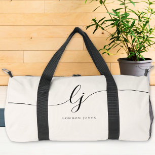 Sac De Sport Monogramme Moderne Féminine Calligraphie Script