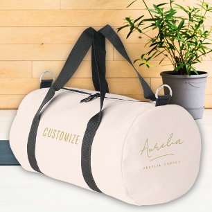 Sac De Sport Monogramme Moderne Minimaliste Blush Pink Gold Scr