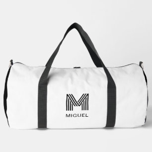Sac De Sport Monogramme moderne simple noir et blanc