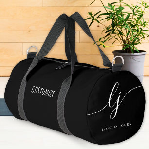 Sac De Sport Monogramme Moderne Simple Noir Script
