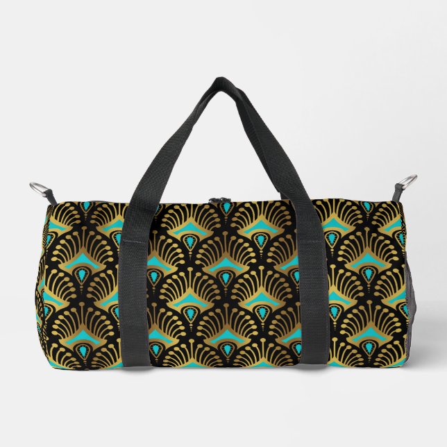 Sac De Sport Monogramme Motif or et bleu Art déco (Recto)
