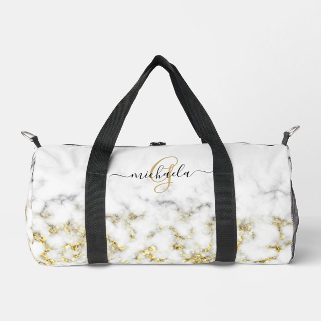 Sac De Sport Monogramme noir blanc marbre or brillant (Recto)