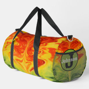 Sac De Sport Monogramme Personnalisé Engrenage de Feu Abstrait