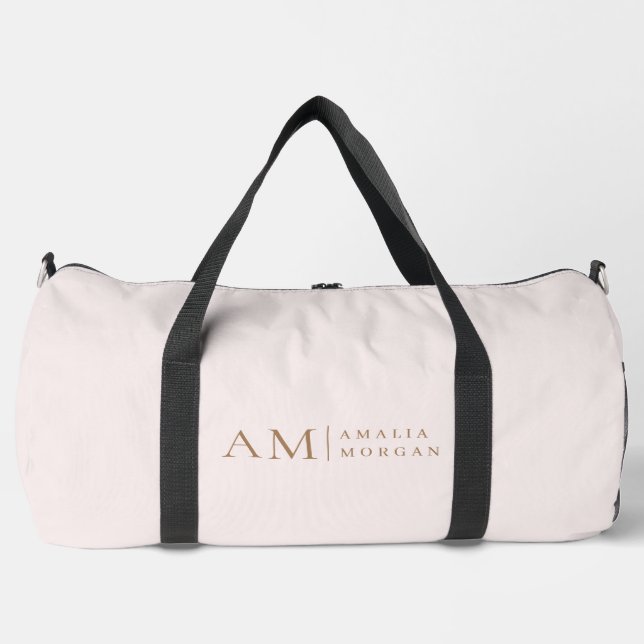 Sac De Sport Monogramme Personnalisé Rose Initiale Et Nom (Recto)