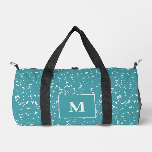 Sac De Sport Monogramme personnalisé Turquoise Terrazzo (Recto)