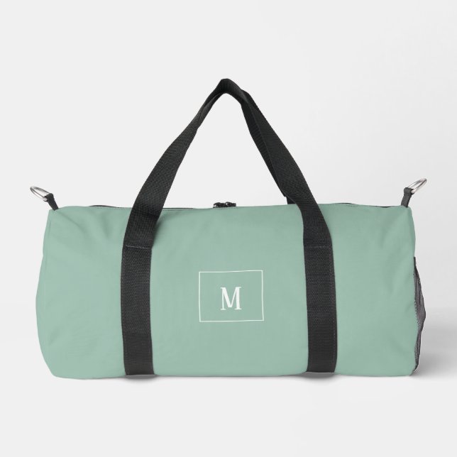 Sac De Sport monogramme personnalisé, vert sauge partout (Recto)