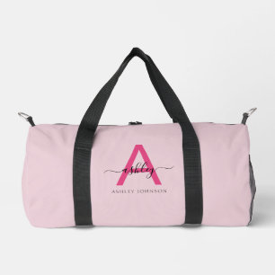 Sac De Sport Monogramme rose chaud Nom de la fillette Script Sp