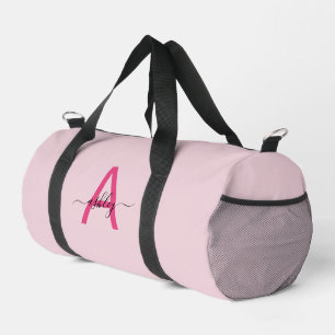 Sac De Sport Monogramme rose chaud Nom de la fillette Script Sp
