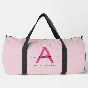 Sac De Sport Monogramme rose chaud Nom de la fillette Script Sp