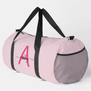 Sac De Sport Monogramme rose chaud Nom de la fillette Script Sp