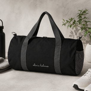 Sac De Sport Monogramme Tendance   Nom de Script Noir Moderne