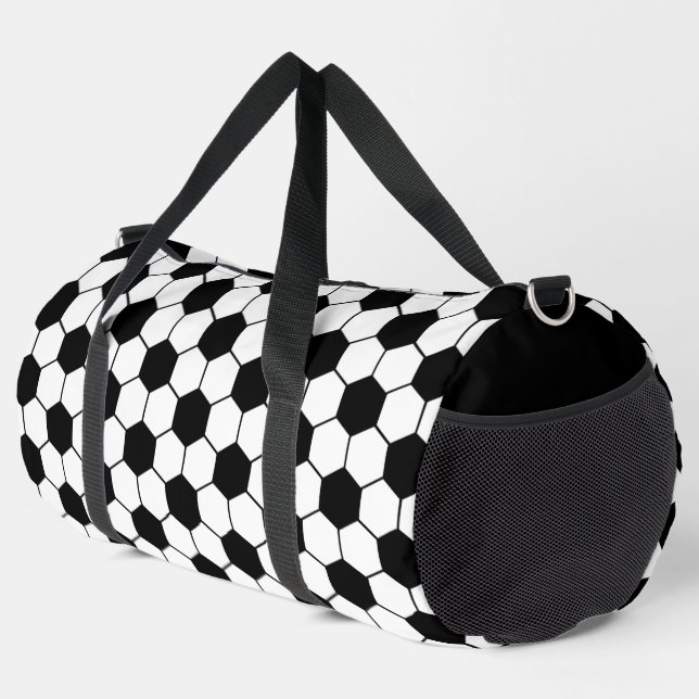 Sac De Sport Motif de balle de football noir et blanc (Coin droit)