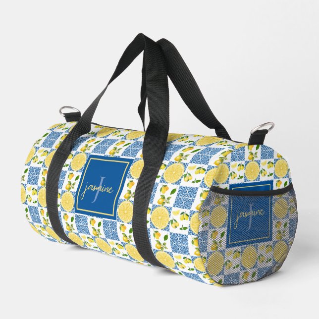 Sac De Sport Motif de carreaux de nom de monogramme de citron d (Coin droit)