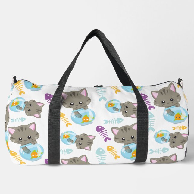 Sac De Sport Motif De Chats, Chats Mignons, Chatons, Poisson (Recto)