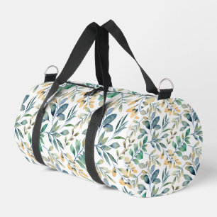 Sac De Sport Motif de feuille verte et jaune à l'aquarelle fraî