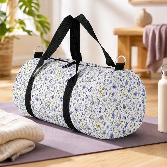 Sac De Sport Motif de fleur sauvage aquarelle jaune bleu vert (Créateur téléchargé)