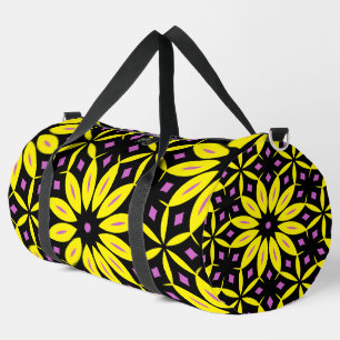 Sac De Sport Motif de fleurs rétro géométrique jaune gras
