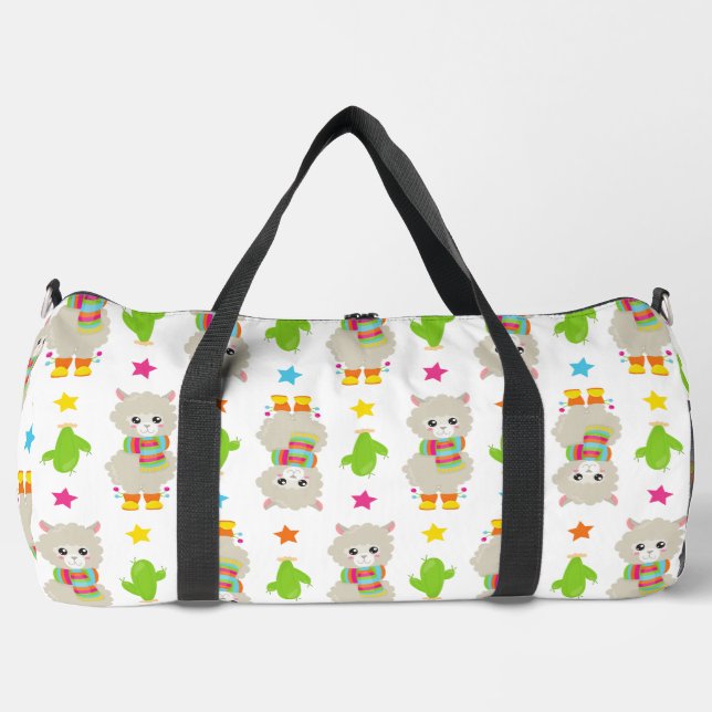Sac De Sport Motif De Llamas, Cute Llamas, Alpacas, Cactus (Recto)