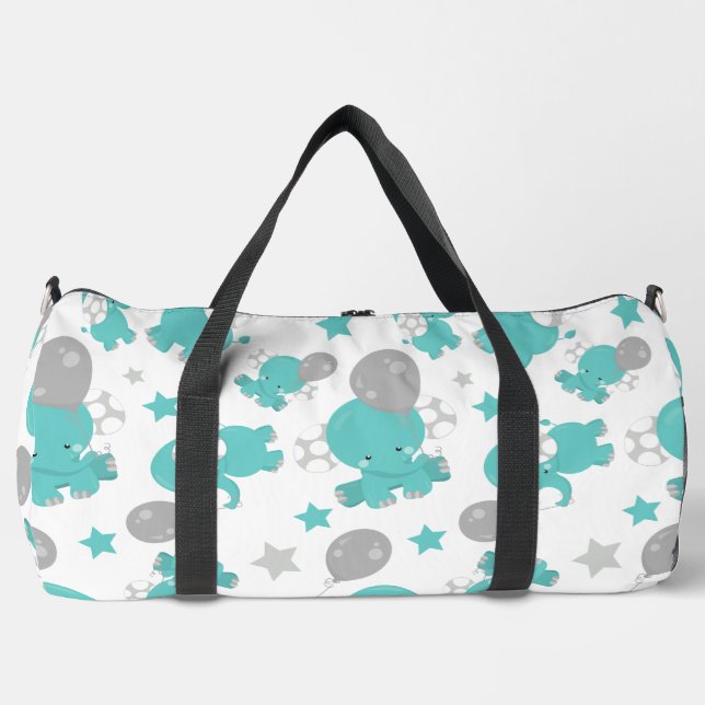 Sac De Sport Motif Des Eléphants Bleus, Eléphants Mignons, Étoi (Recto)