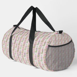 Sac De Sport Motif floral à rayures rose et crème