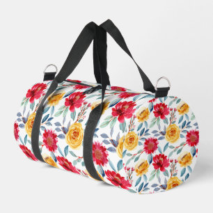 Sac De Sport Motif floral aquarelle ensoleillé en rose jaune