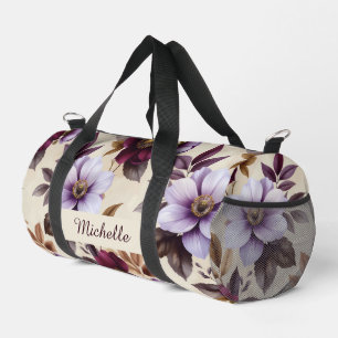 Sac De Sport Motif floral vintage élégant en burgundy violet