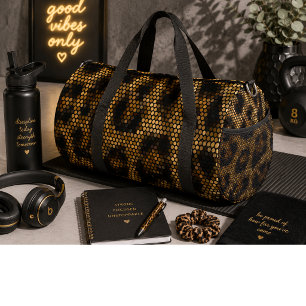 Sac De Sport Motif Léopard Brun Pailleté