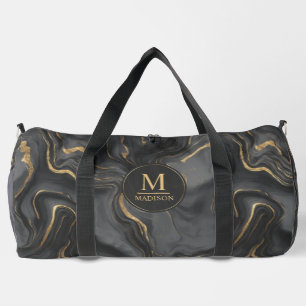 Sac De Sport Motif Marbre Paillettes Or Personnalisé Gris Noir