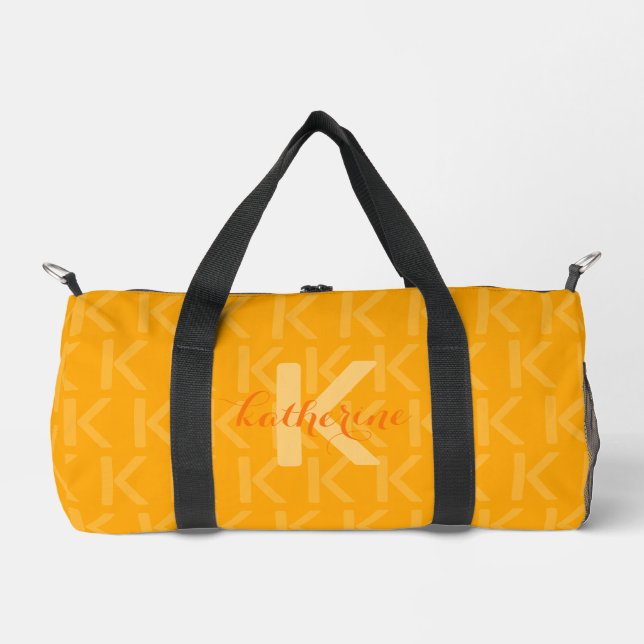 Sac De Sport Motif Monogramme orange avec nom (Recto)