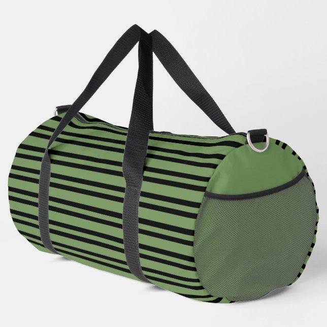 Sac De Sport Motif Rayures Vertes Noires Grand (Coin droit)