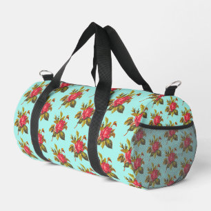 Sac De Sport Motif Rose Vintage et Mariage de Mariée Bleu Aqua