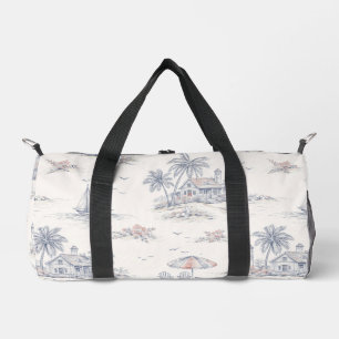 Sac De Sport Motif Toile de Jouy Tropical et Bleu Côté Mer