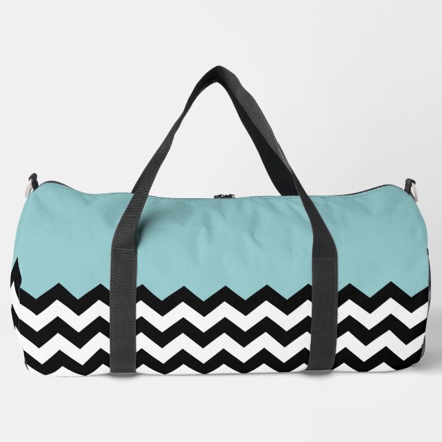 Sac De Sport Motif Zigzag noir et blanc, Chevron, Bleu (Recto)