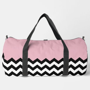 Sac De Sport Motif Zigzag noir et blanc, Chevron, rose