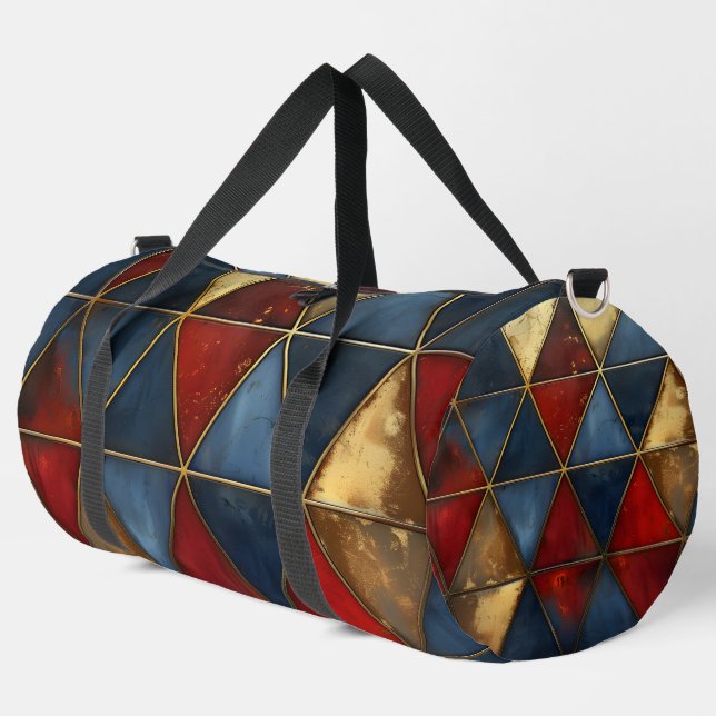 SAC DE SPORT MOTIFS BLUE RED GOLD TRIANGLE (Coin gauche)