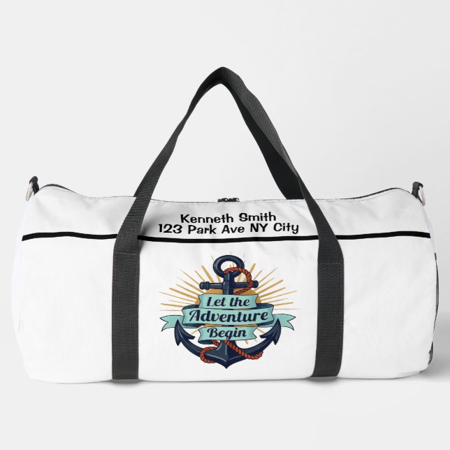 Sac De Sport Nautical Anchor Adventure Travel monogram personal (Recto)
