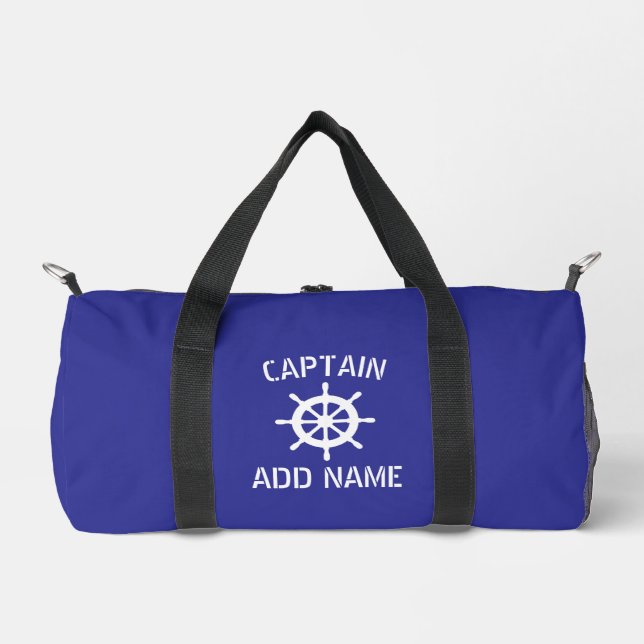 Sac De Sport Nautical blue and white ship wheel logo custom (Recto)